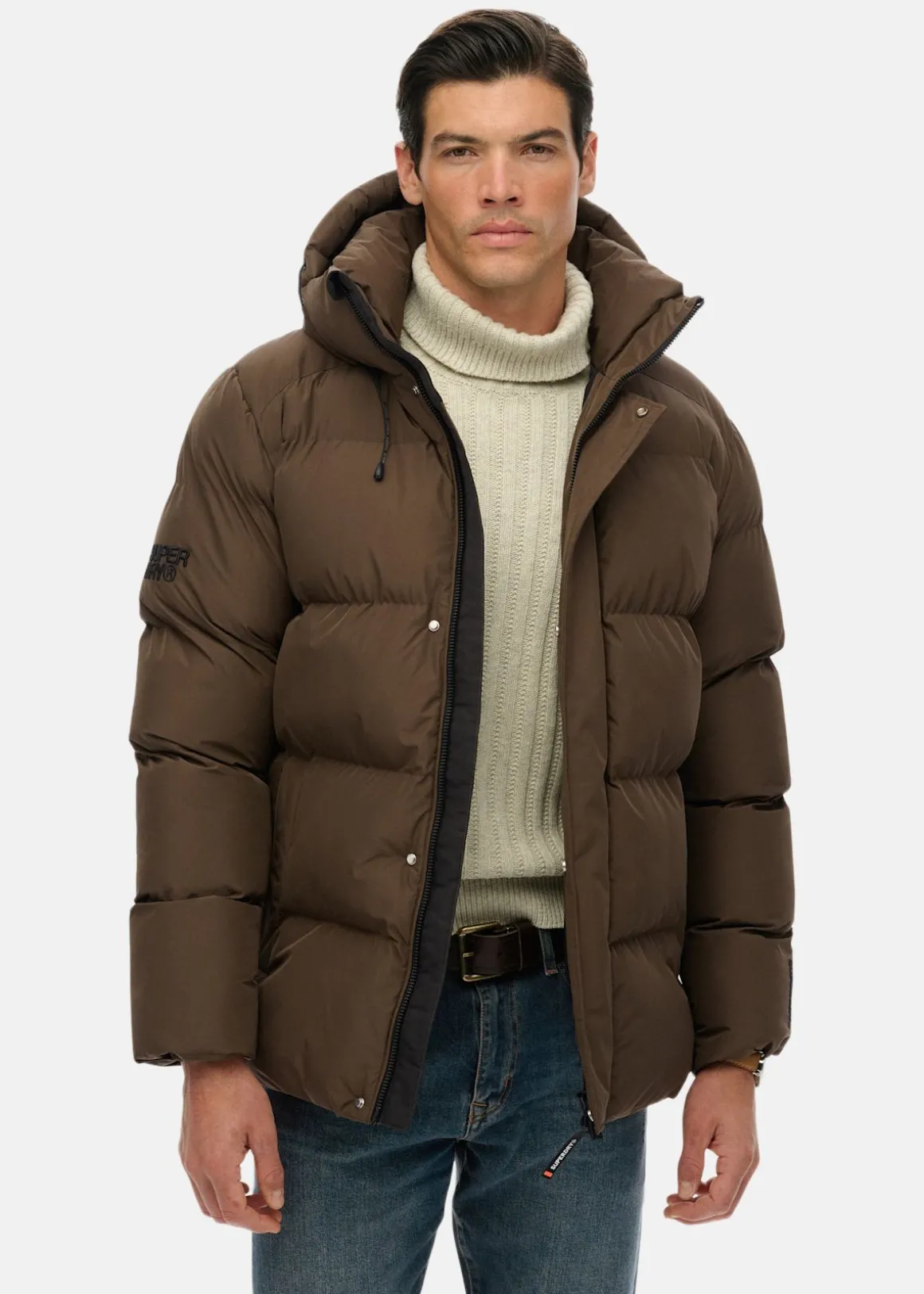 HOODED 5 BAFFLE SPORTS PUFFER