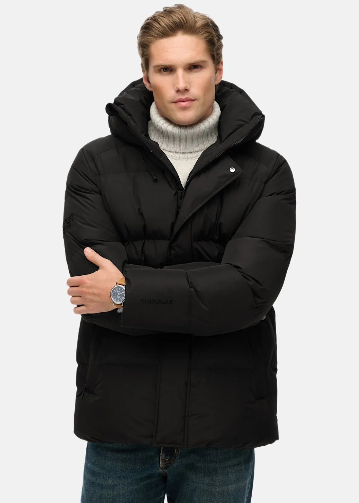 HOODED 5 BAFFLE SPORTS PUFFER